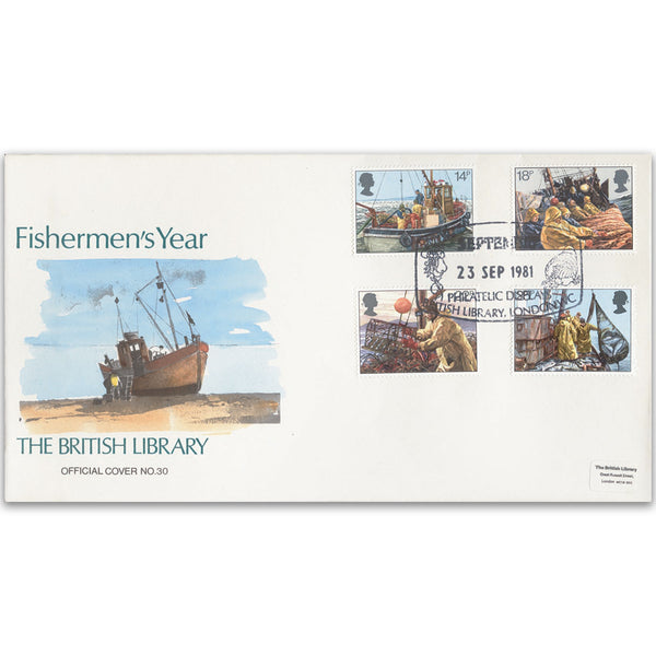 1981 Fishing British Library Cover - Hand-coloured