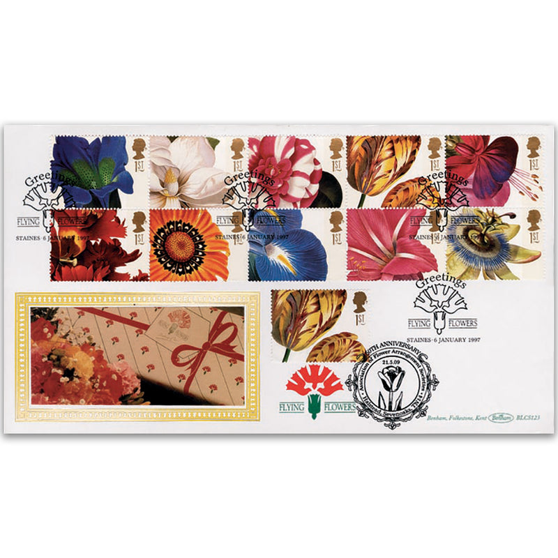 1997 Greetings Stamps: Flower Paintings BLCS - Staines - Doubled 2009