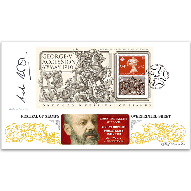 2010 Accession of King George V M/S BLCS 2500 - Signed by Andrew Roberts