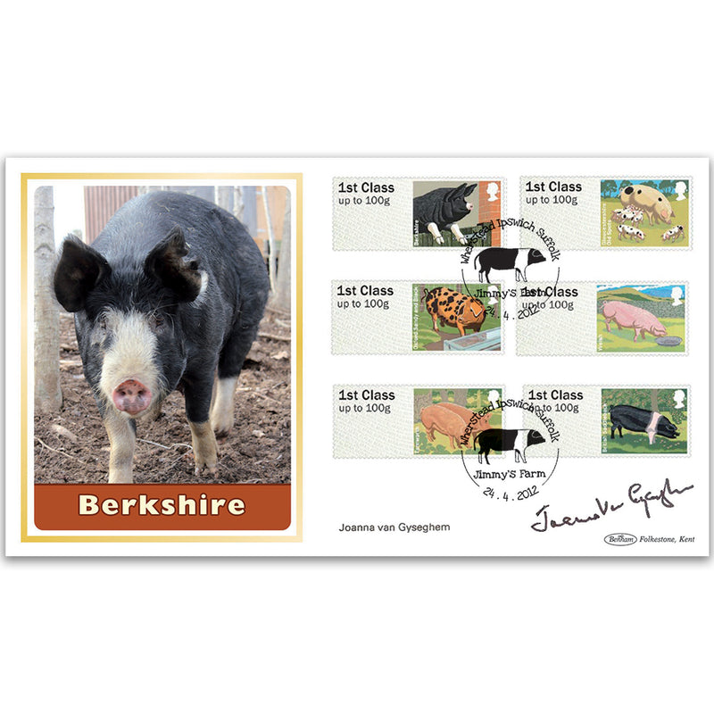 2010 Post & Go Brit Farm Animals No. 2 Pigs BLCS 2500 - Signed Joanna Van Gyseghem