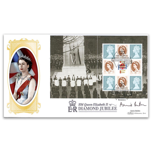 2012 Diamond Jubilee PSB Cover 4 Pane 4 Mixed Machin - Signed Annie Bullen