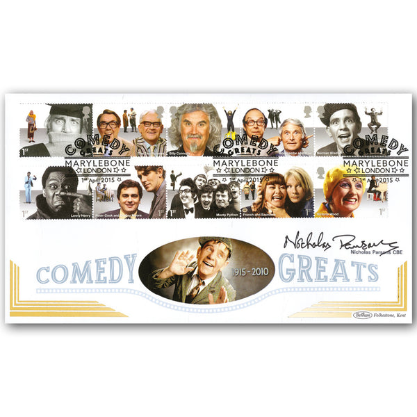 Nicholas Parsons CBE Signed Comedy Greats Stamps BLCS 5000