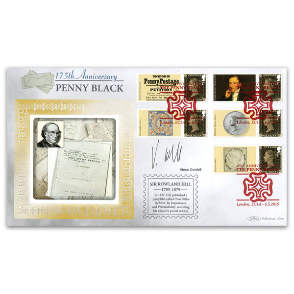 2015 175th Anniversary Penny Black Gen. Sheet BLCS Cover 1 Signed Vince Cordell