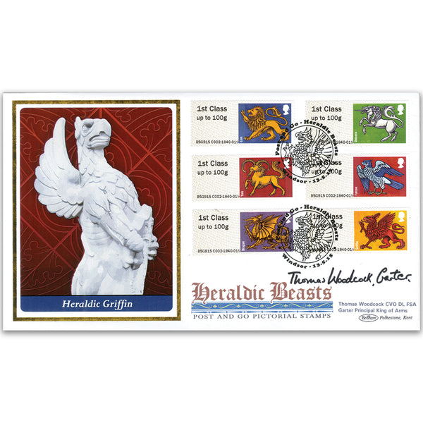 2015 Post & Go Heraldic Beasts BLCS 5000 - Signed by Thomas Woodcock, Garter Principal King of Arms