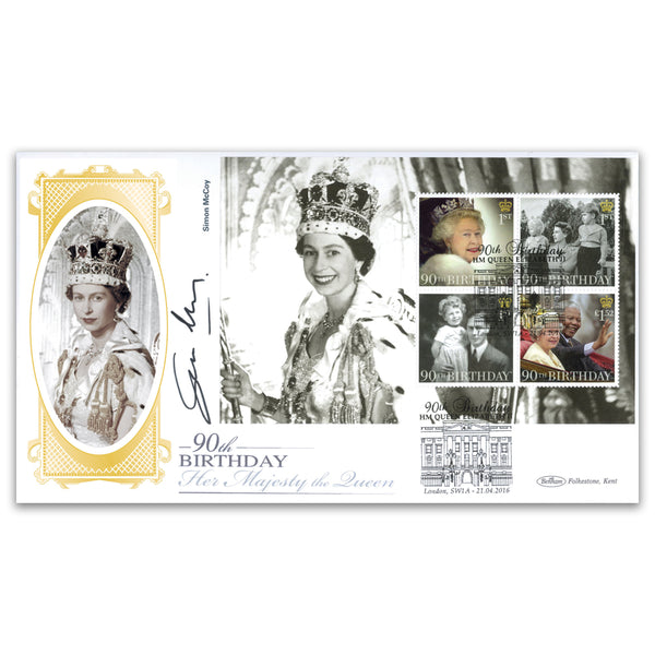 2016 Queen's 90th PSB BLCS Cover 2-(P2) 3x1st/1.52 Signed Simon McCoy