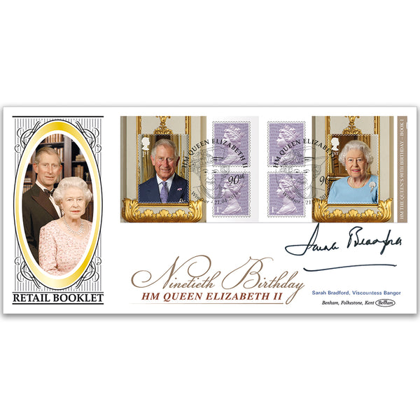 2016 Queen's 90th Retail Booklet No.1 BLCS 5000 - Signed by Sarah Bradford, Viscountess Bangor