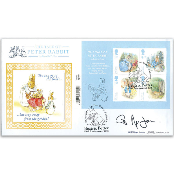 2016 Beatrix Potter Barcoded Mini Sheet Ltd Ed 1000 - Signed by Griff Rhys Jones