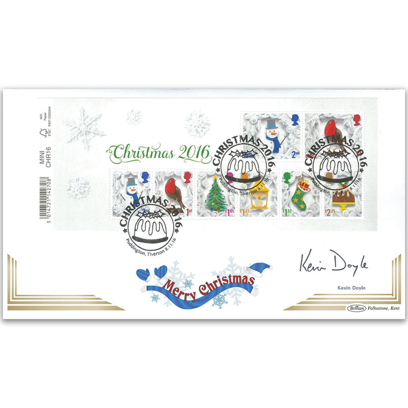 2016 Christmas Barcoded Mini Sheet Ltd Ed 1000 - Signed Kevin Doyle