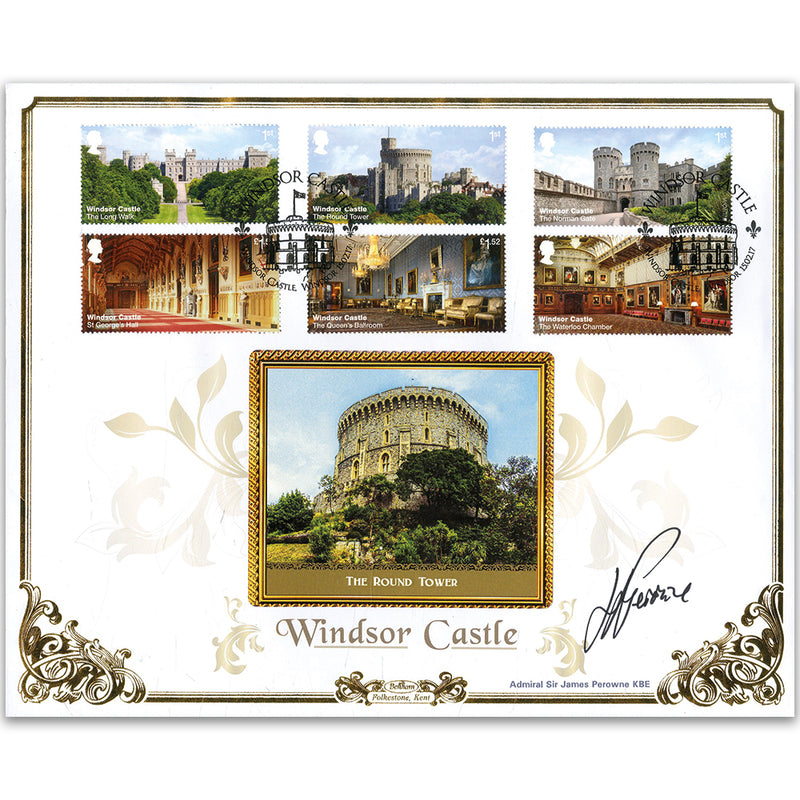 2017 Windsor Castle Stamps BLCS 5000 - Signed by Admiral Sir James Perowne KBE