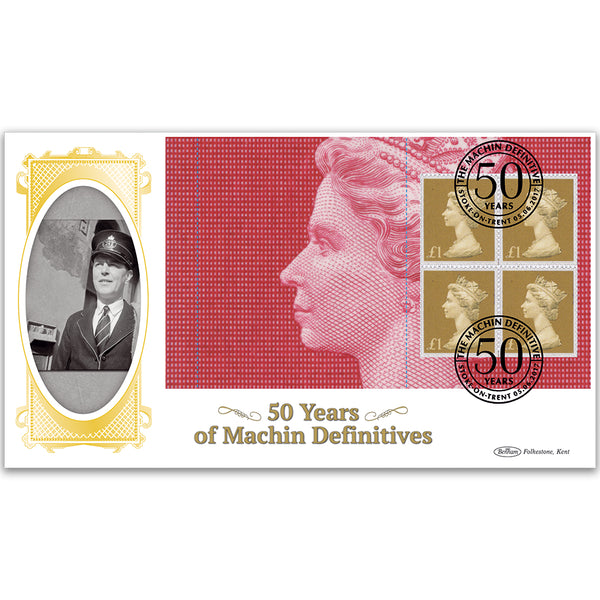 2017 Machin 50th Anniversary PSB - BLCS Cover 4 - (P5) 4 x £1 Pane