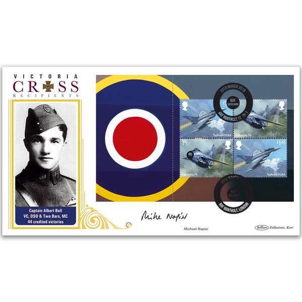 2018 RAF 100th Anniversary PSB BLCS 5000 Cover 2 - (P1) - 2 x 1st, 2 x £1.40 - Signed Michael Napier
