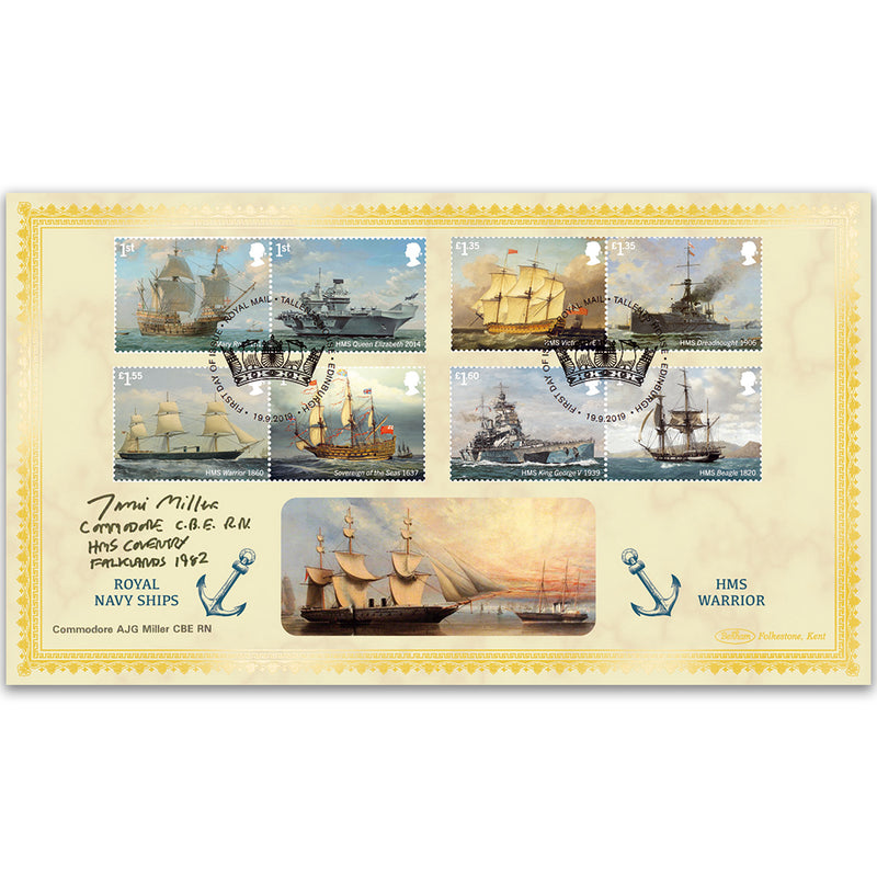 2019 Royal Navy Ships Stamps BLCS 2500 - Signed Commodore Miller CBE