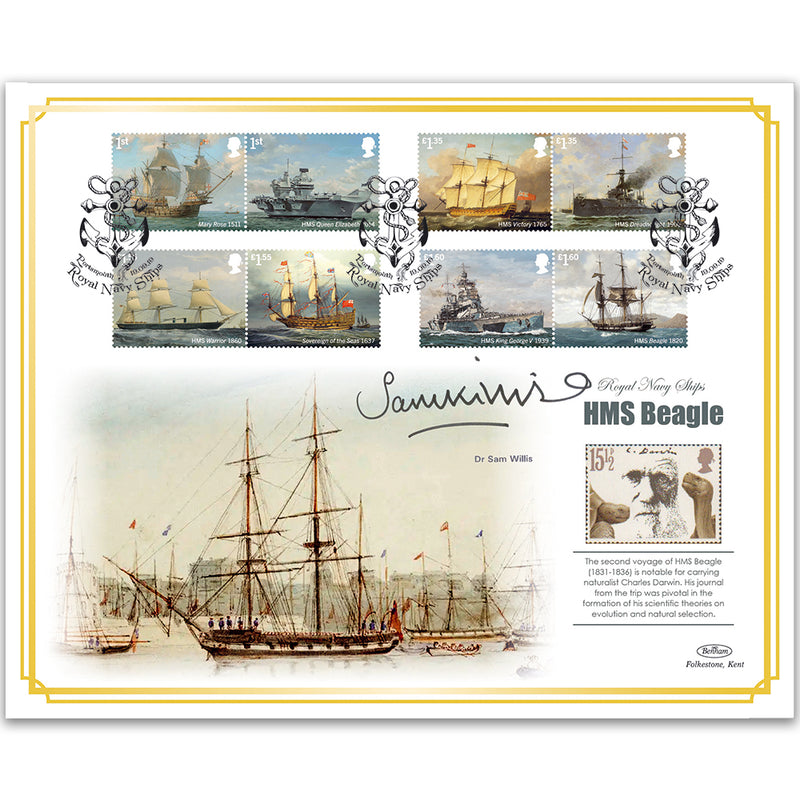 2019 Royal Navy Ships Stamps BLCS 5000 - Signed Dr Sam Willis