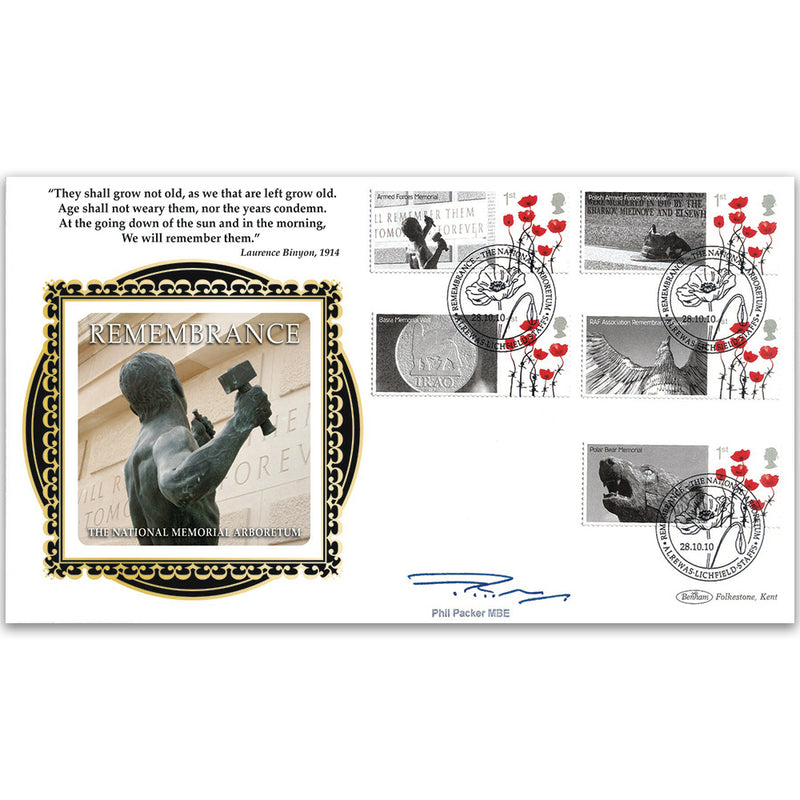 2010 Remembrance National Arboretum BLCSSP Cover 1 Signed Major Phil Packer