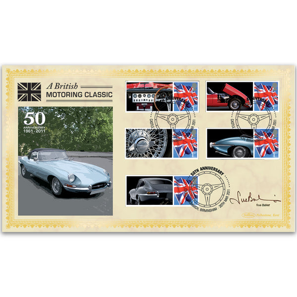2011 Jaguar E-Type Commemorative Sheet BLCSSP Cover - Signed Sue Baker