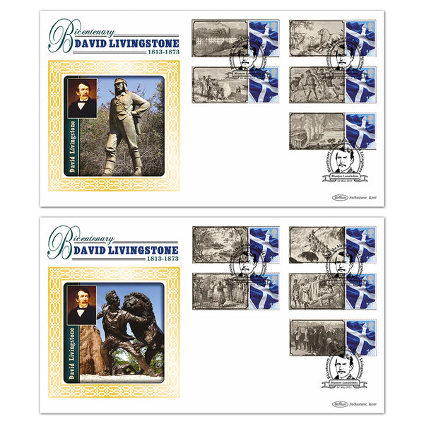 2013 David Livingstone Bicentenary Commemorative Sheet BLCSSP Pair of Covers
