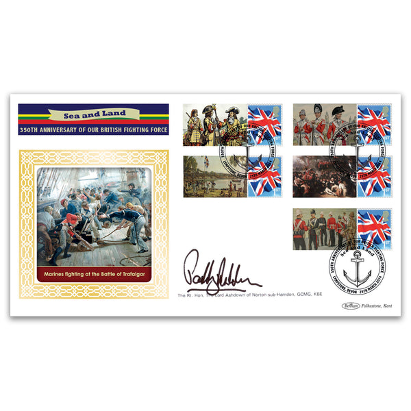 2014 350th Anniversary Royal Marines Comm. Sheet BLCSSP Cover 1 - Signed Lord Ashdown
