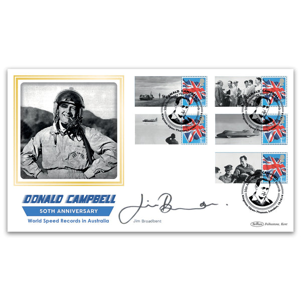 2014 Donald Campbell Commemorative Sheet BLCSSP - Signed Jim Broadbent