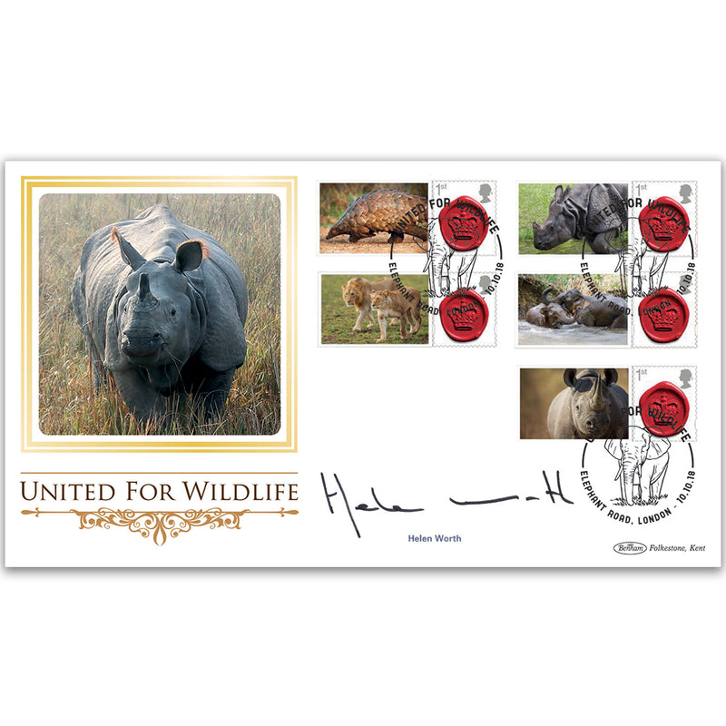 2018 United for Wildlife Commemorative Sheet BLCSSP - Cover 2 Signed Helen Worth