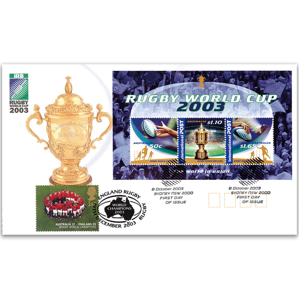 2003 Austrailia Post Rugby World Cup M/S - Doubled Rugby, England