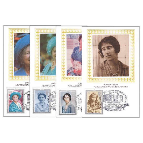 1990 HM The Queen Mother's 90th Benham Postcards - Set of 4