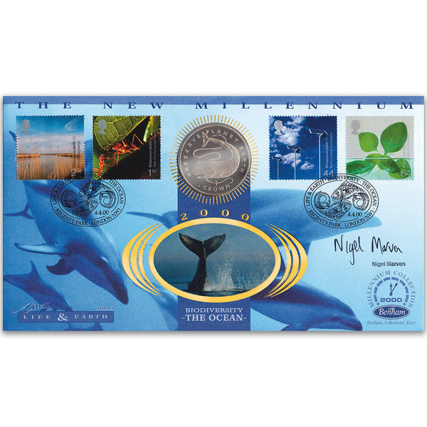 2000 Life & Earth Coin Cover - Signed by Nigel Marven