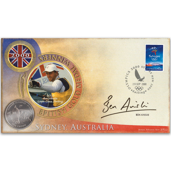 2000 Sydney Olympics Coin Cover - Signed by Ben Ainslie