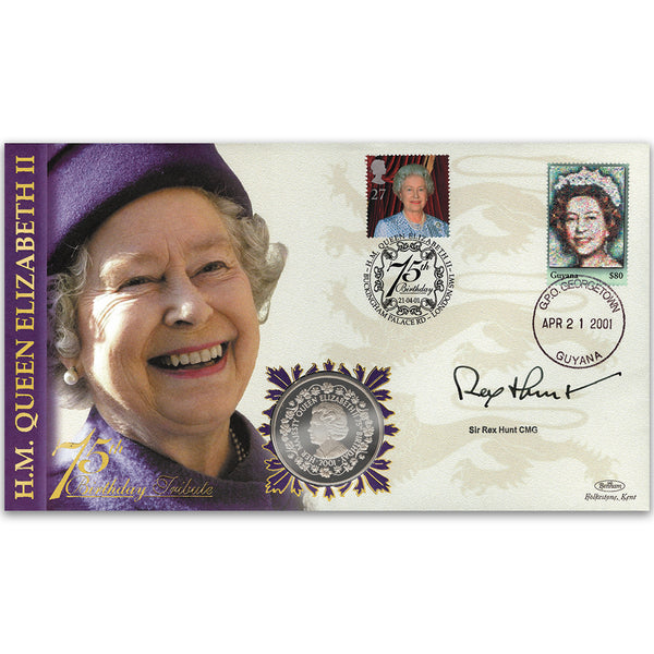2001 HM The Queen's 75th Birthday - Signed by Sir Rex Hunt CMG
