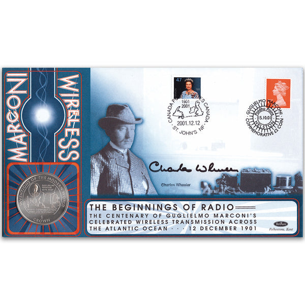 2001 Marconi Coin Cover - Signed by Charles Wheeler