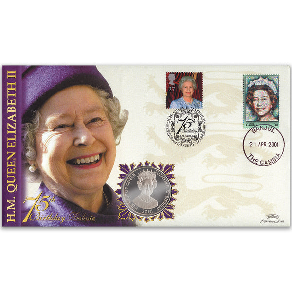2001 HM The Queen's 75th Birthday Coin Cover - Tristan da Cunha Crown
