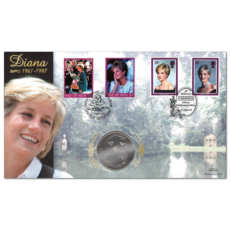 2002 Princess Diana 5th Anniversary £5 Commemorative Coin - Doubled