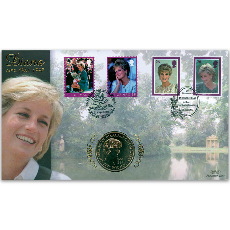 2002 Diana 5th Anniversary in Memorium Coin Cover - Doubled