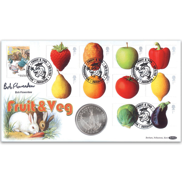 2003 Fun Fruit and Veg Coin Cover - Signed by Bob Flowerdew