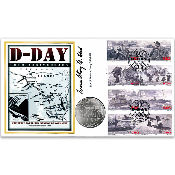2004 Isle of Man D-Day 60th Coin Cover - Signed by Lt. Col. T. Otway DSO
