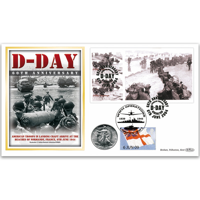 2004 Gibraltar D-Day 60th Coin Cover - Doubled London 2009