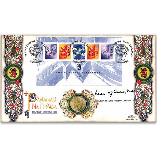 2001 Scottish Parliament Coin Cover - Signed Lord Fraser of Carmyllie
