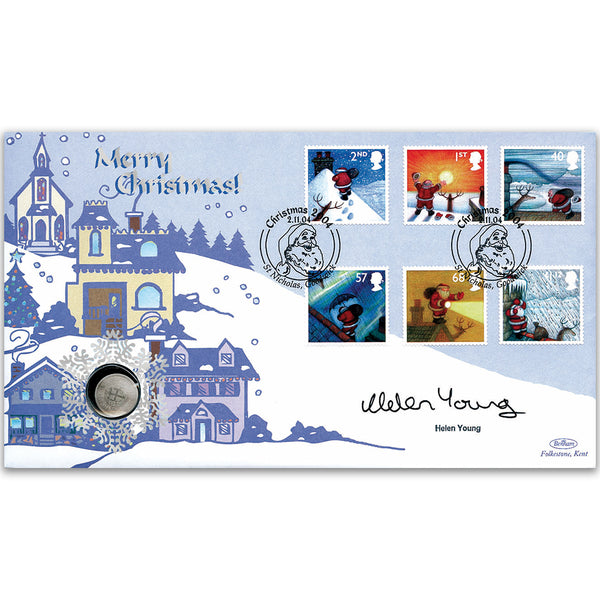 2004 Christmas Coin Cover - Signed by Helen Young