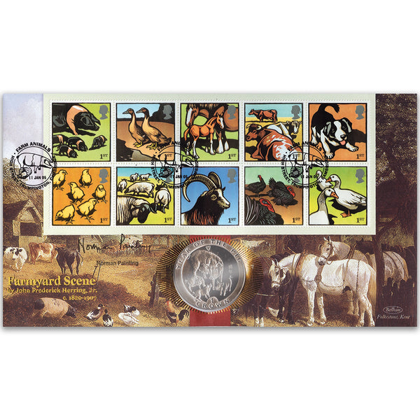 2005 Farm Animals Coin Cover - Signed by Norman Painting