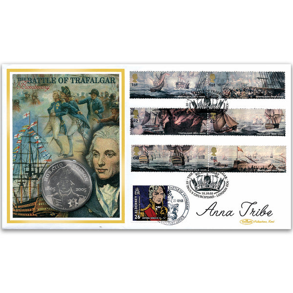 2005 Trafalgar 200th Coin Cover, Dbld - Signed Anna Tribe