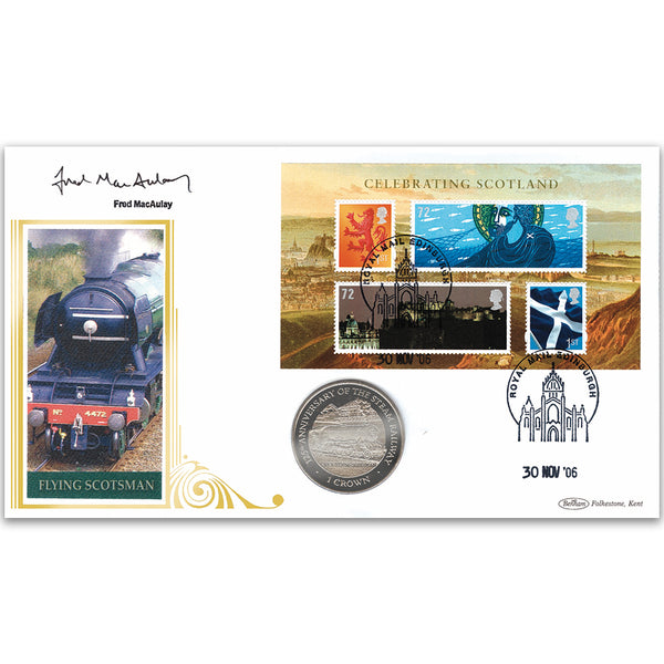 2006 Celebrating Scotland M/S Coin Cover - Signed by Fred MacAulay