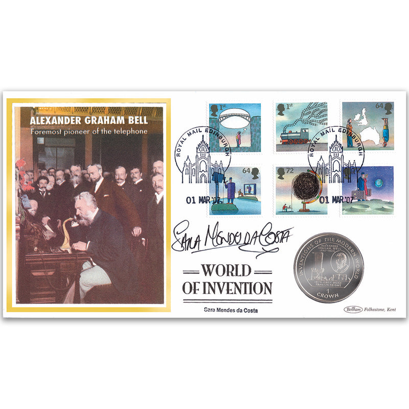 2007 World of Invention Coin Cover - Signed by Sara Mendes de Costa