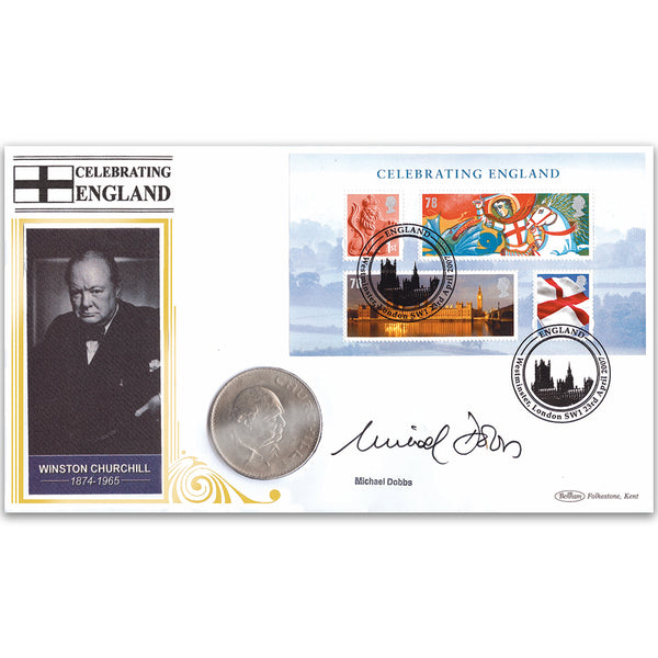 2007 Celebrating England M/S Coin Cover - Signed Michael Dobbs