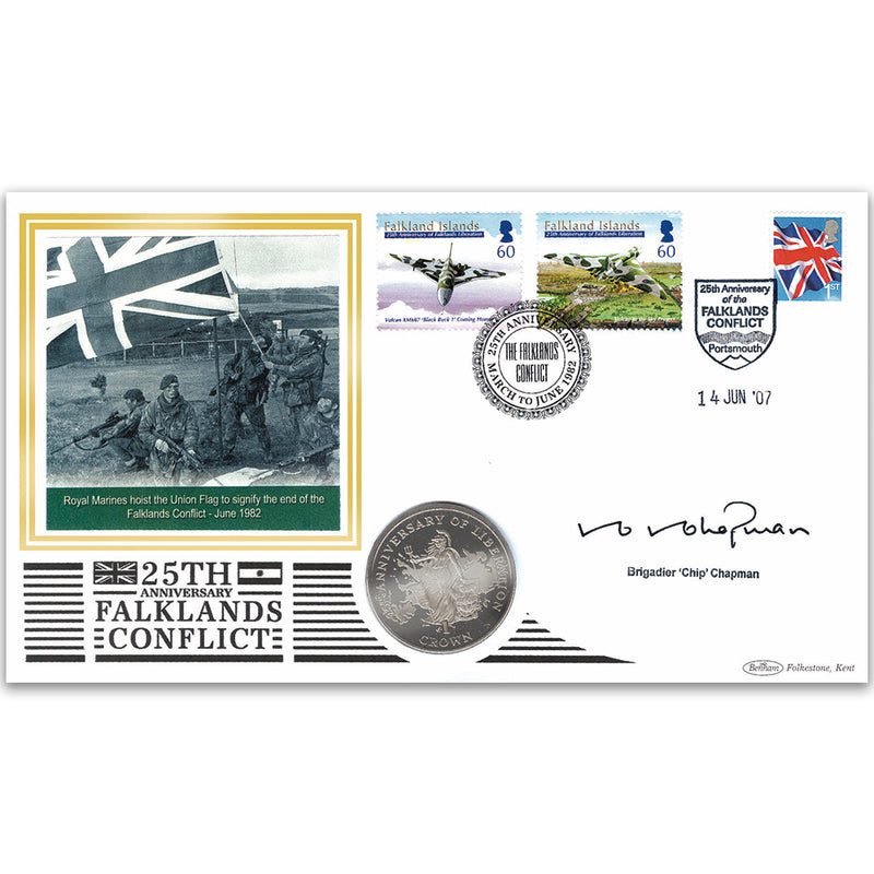 2007 Falklands Conflict Coin Cover - Signed Brigadier Chapman