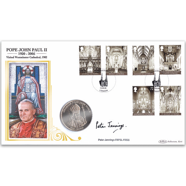 2008 Cathedrals Stamps Coin Cover - Signed Peter Jennings