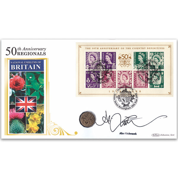 2008 Country Definitives 50th M/S Coin Cover - Signed by Alan Titchmarsh