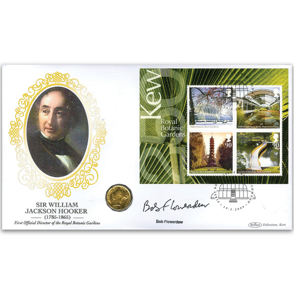 2009 Endangered Plants - Kew Gardens M/S Coin Cover - Signed by Bob Flowerdew