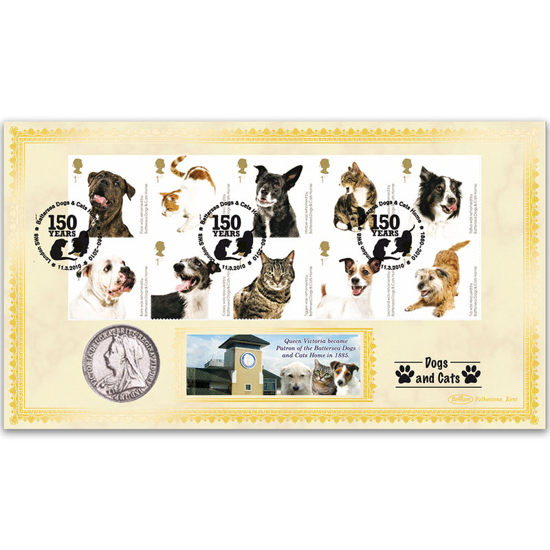 2010 Battersea Dogs & Cats Home Stamps Coin Cover