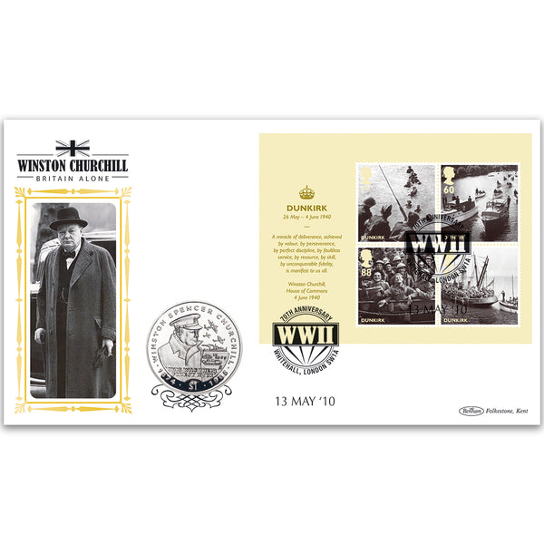 2010 Britain Alone M/S Coin Cover - Sir Winston Churchill $1 Coin