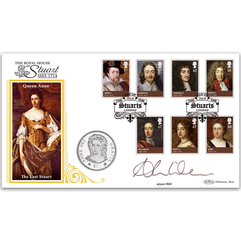2010 House of Stuarts Coin Cover - Signed Alison Weir