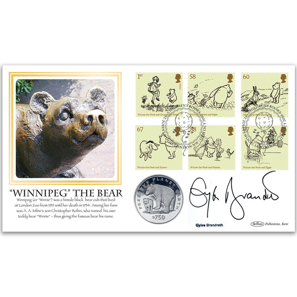 2010 Winnie the Pooh Coin Cover - Signed Gyles Brandreth